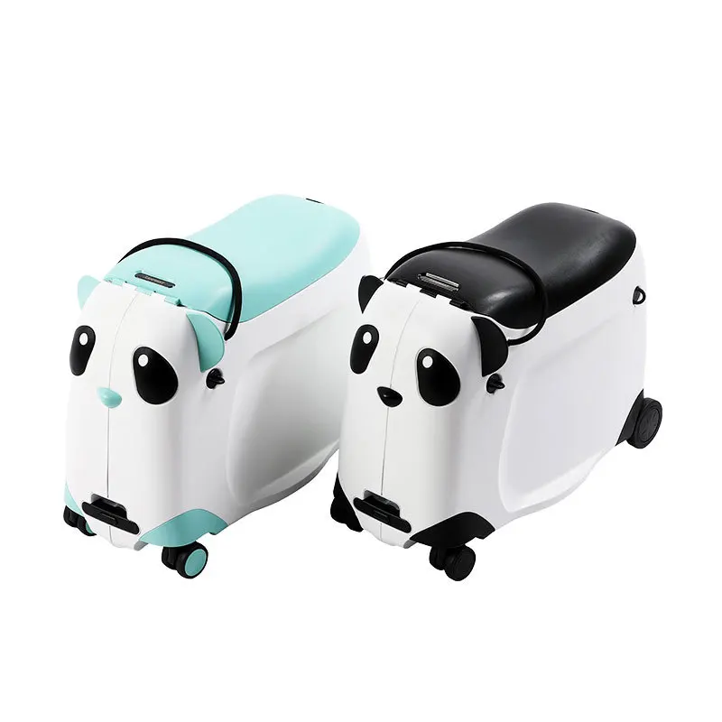 Kids Suitcase with wheels cute Cartoon Panda trolley luggage case Waterproof Travel Bags for Children\'s Sat and Ridden Suitcase