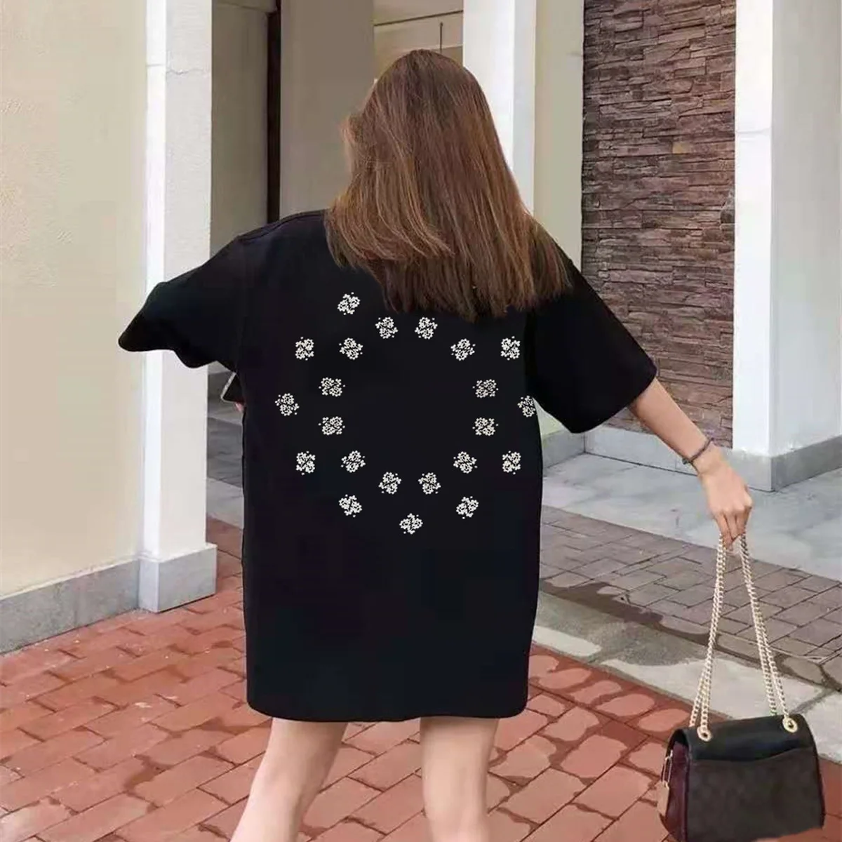 Camiseta de manga corta con patrón de flores de anacardo para hombre, Tops de algodón, camiseta de moda, ropa de calle con cuello redondo