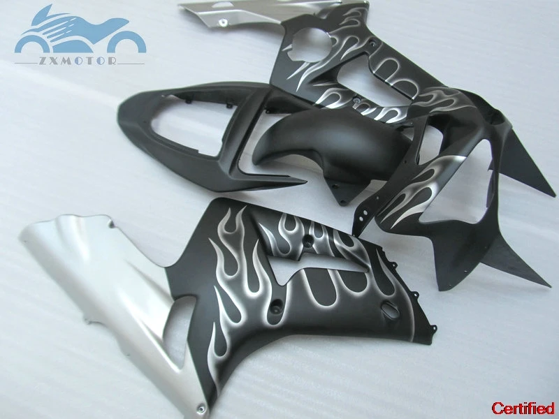 

Обновленный комплект обтекателей для Kawasaki 2003 2004 Ninja ZX6R ZX 636, комплект обтекателей кузова ZX 6R 03 04, комплект кузова белого пламени