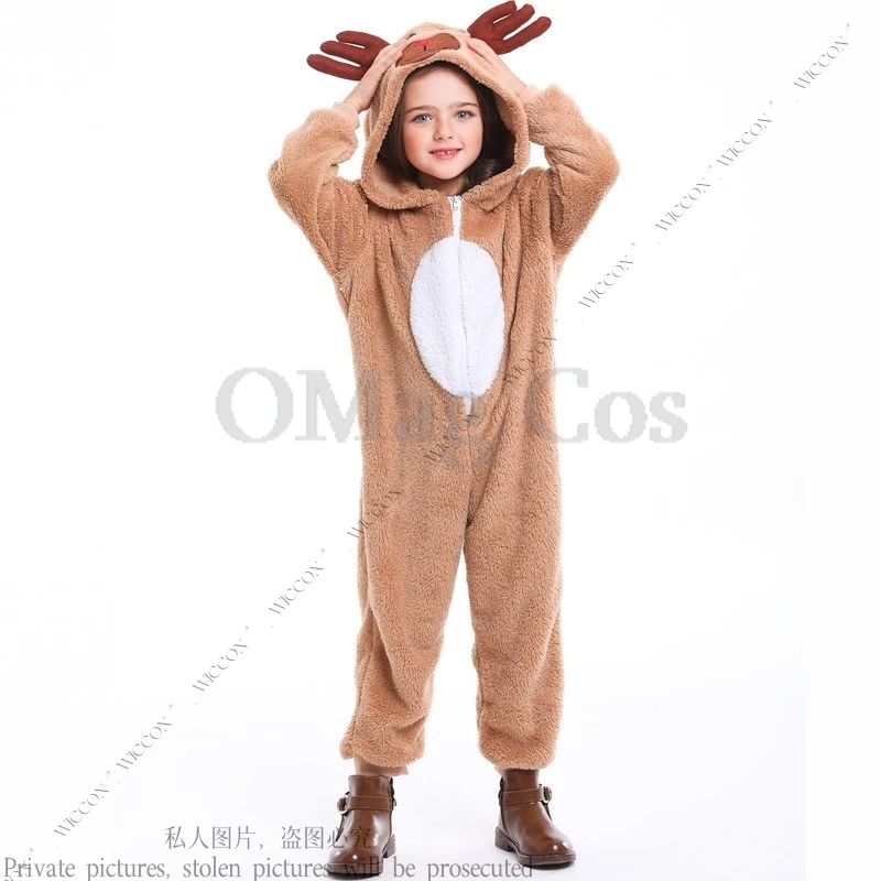 Christmas Cosplay Family Animal Costume Christmas Reindeer Elk Play Coral Velvet Home Family Dress Halloween Party Festivals