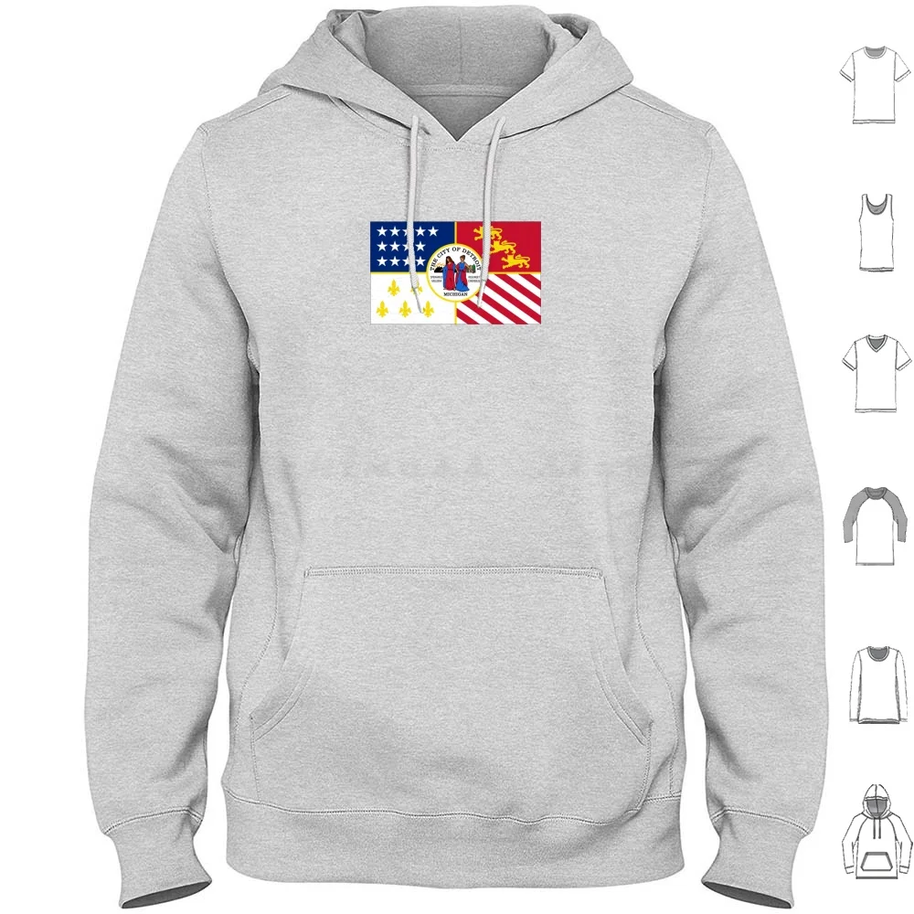 Flag Of Detroit Hoodie Cotton Long Sleeve Flag Of Detroit Detroit Detroit Symbol The Motor City Motown Renaissance City City