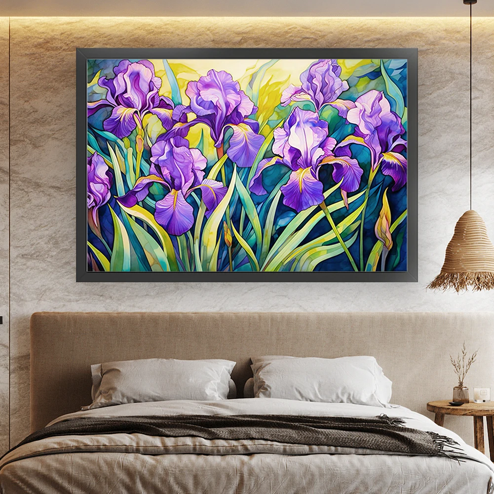 

Полная вышивка хлопчатобумажной нить 11CT с принтом ириса, набор для вышивки крестом 60x40 см