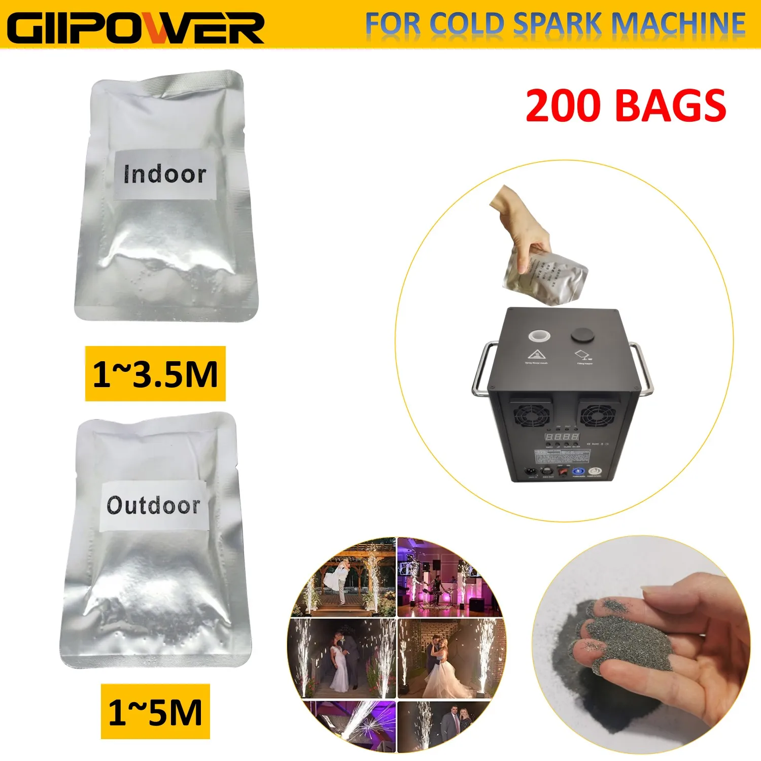 1- 200 bags Ti Powder 200g Cold Spark Machine Dmx Cold Sparkular Firework Machine Cold Sparkler Machine Card Wedding