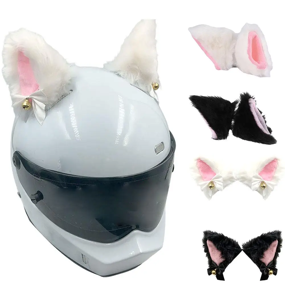 Bell Cat Ear Helmet Ornament Cat Ear Motorcycle Electric Winter Plush Detachable New 2026 Scooter Accessory Ski Ear Helmet N3S0