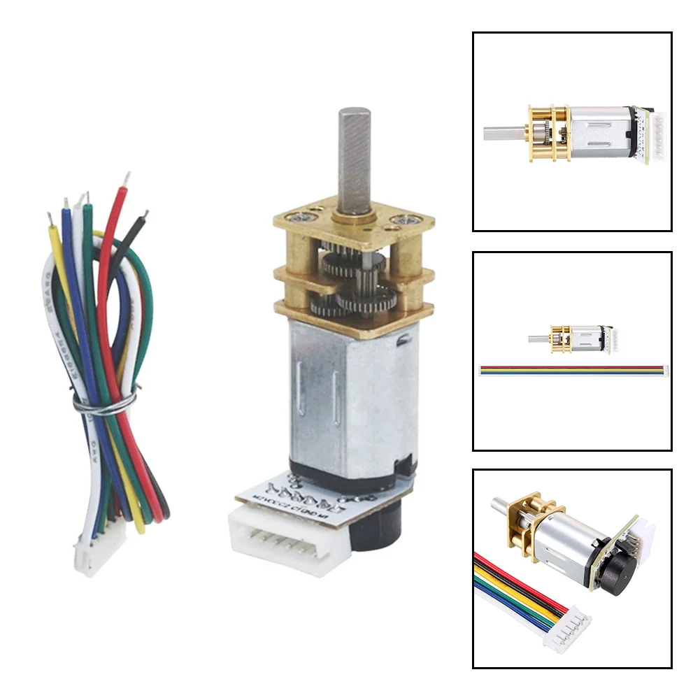 GA12 N20 Encoder DC 6V Mini Metal Gear DC Motor Gearwheel High Torque 15 25 50 70 100 150 300 500 1500RPM 7PPR Hall Sensor