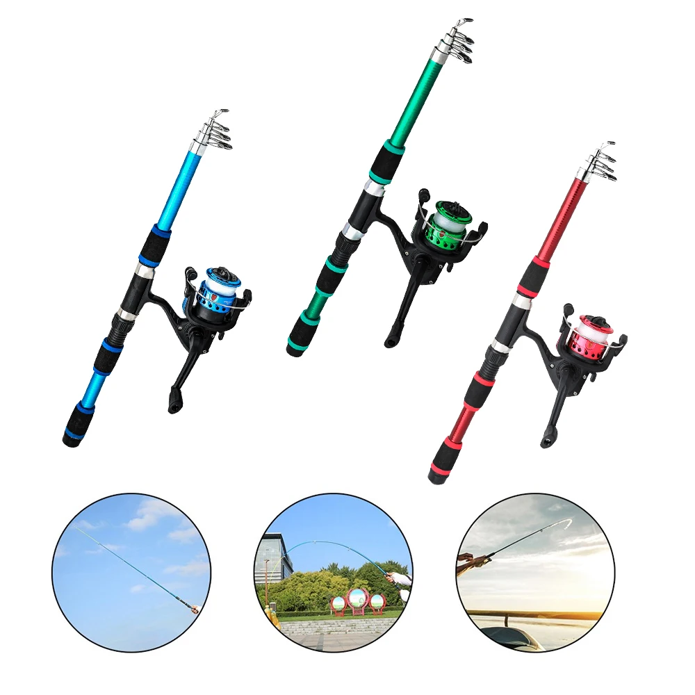 

Fishing Pole Set Full Kits With Telescopic Fishing Rod And Spinning Reel Baits Hooks Travel Pole Set