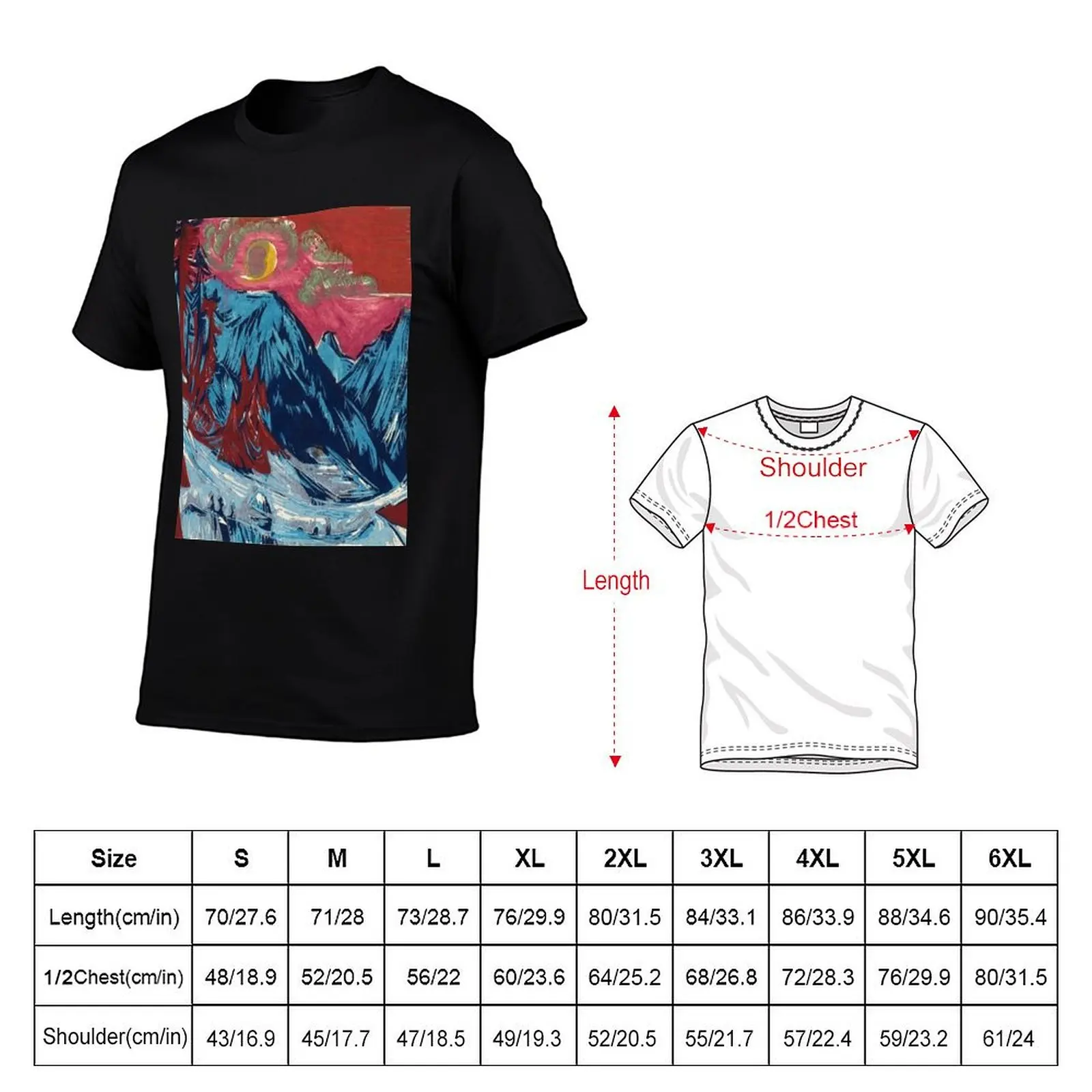 Ernst Ludwig Kirchner Mountains T-Shirt Big Size Crew Neck T-Shirt