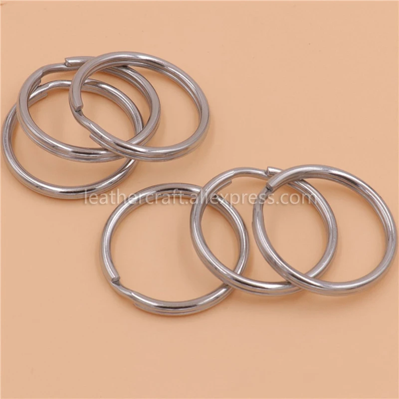 5pcs Metal Split Rings Round wire Double Loop Keyring 10-38mm Keychain Keys Holder DIY Leather Craft hardware Stainless Steel