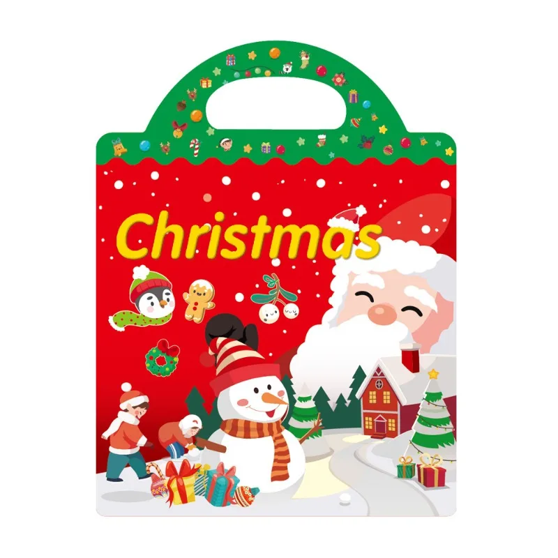 

Chirstmas Scene Stickers Books Children Learning Cognitive Enlightenment Sticker Book Kids Early Educational Puzzle Toys Gifts