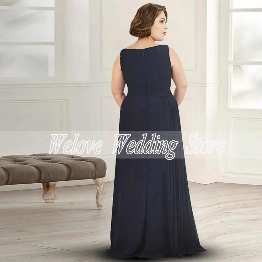 Cheap Plus Size For Woman Mother Of The Bride Dresses Sleeveless Side Slit Scoop Floor Length Simple Wedding Guest Party Gown