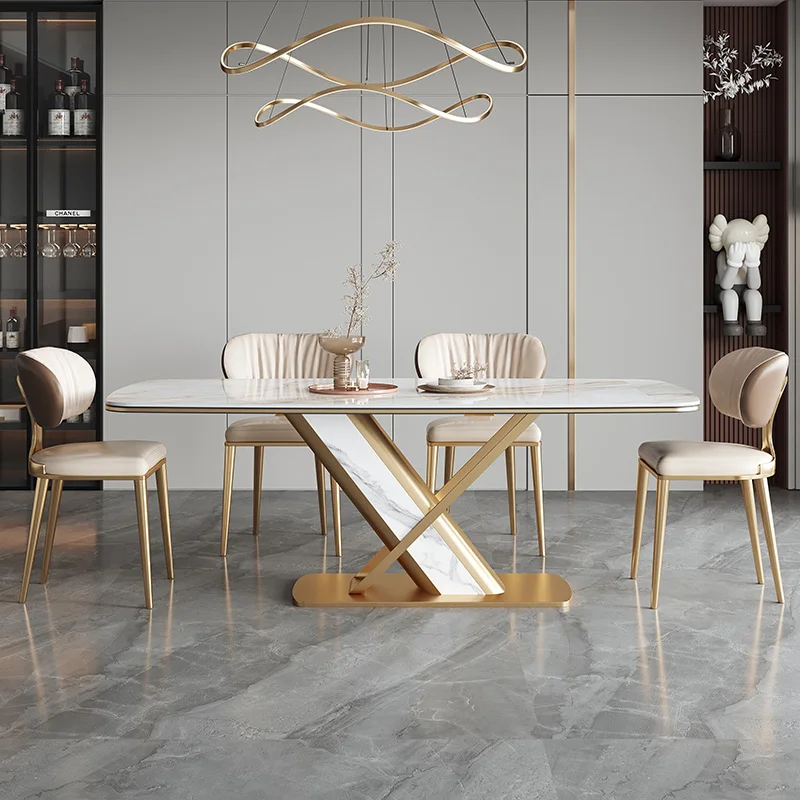 

Light Luxury Slate Dining Table Rectangular Bright Table Household People Small Modern Simple High-end Comedor Kitchen Furniture