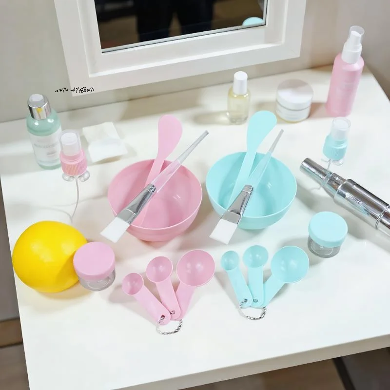 8個/セット フェイシャルブラシ マスクボウル スプーンセット マスクブラシバー DIY美容ツール ミキシングツール スキンケア メイクアップ用品 女性スキンケア