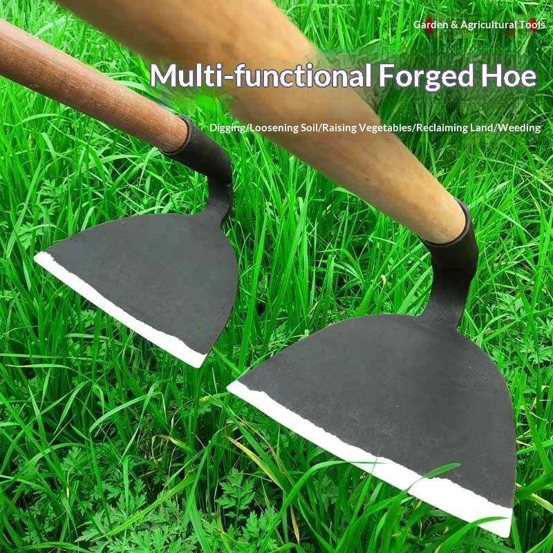Thickened Integrated Manganese Steel Forging Agricultural Hoes for Weeding Digging Soil And Plowing Farming Tools
