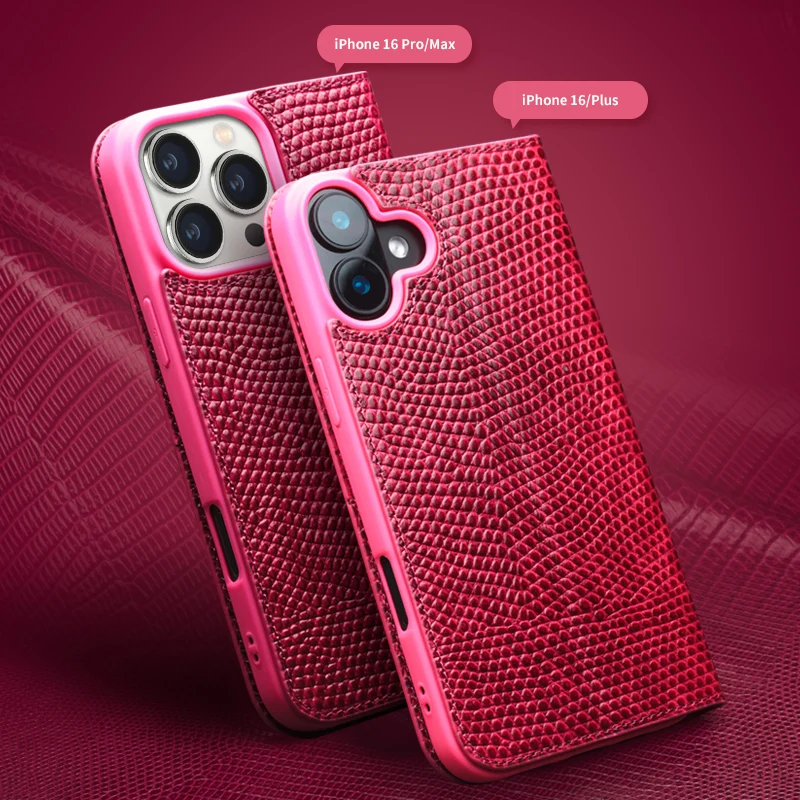 

QIALINO Phone Case for iPhone 16 15 14 Plus 13 Pro Max Genuine Leather Luxury Women Flip Cover Card Slot for Iphone 16 Pro Max