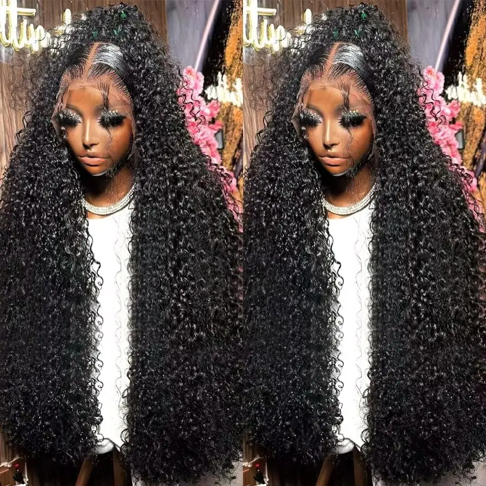 

13x4 Water Wave Curly Human Hair 13x6 HD Deep Wave Lace Frontal Wig Black 30 40 Inch Closure Wear 5x5 Glueless Lace Front Wig