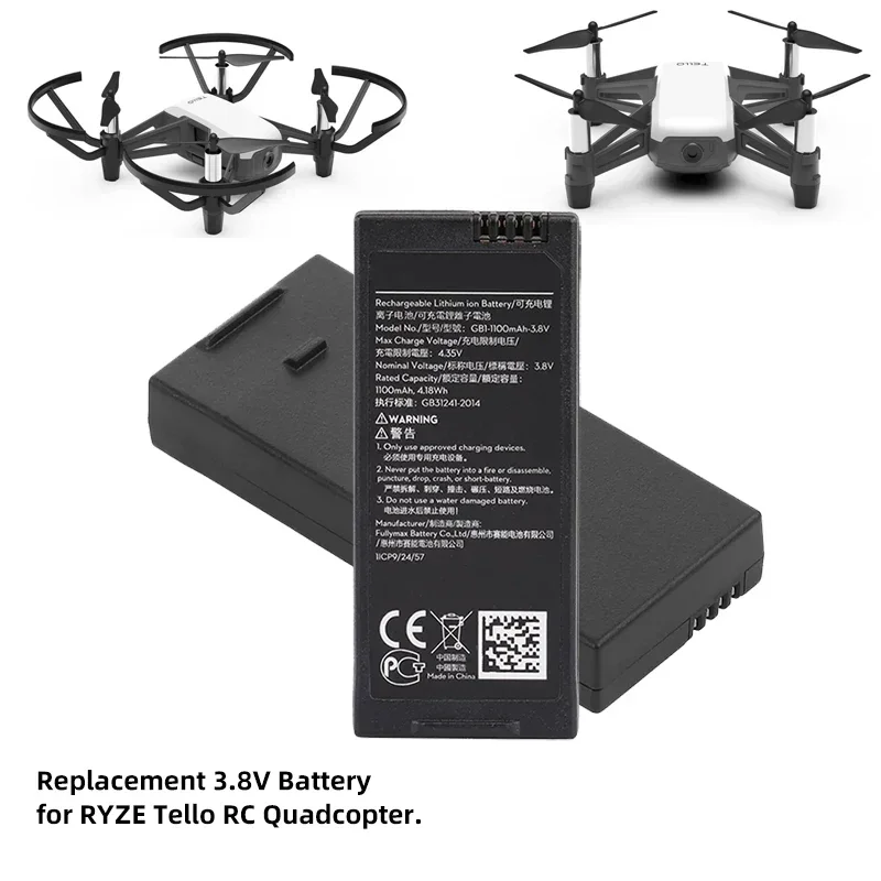 For DJI Tello Drone Battery 3.8V 1100mAh Rechargeable LiPo Cells RYZE Intelligent Aircraft RC Quadcopter Uav Parts Accessory