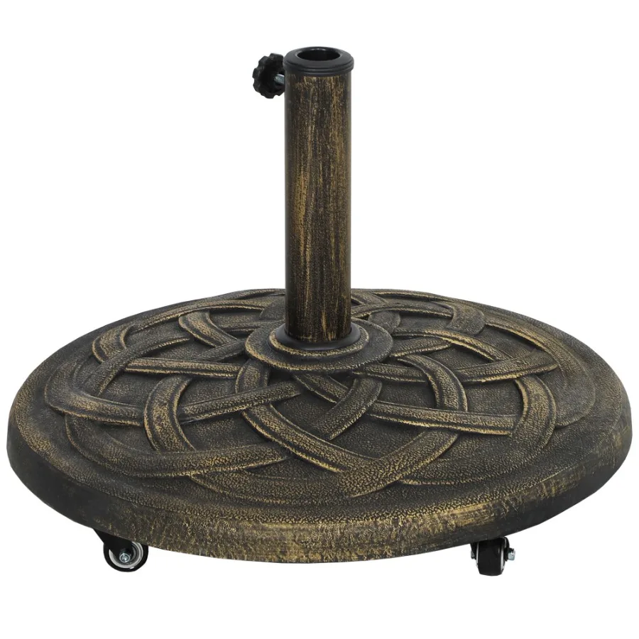 

Round Patio Umbrella Base with Wheels 44 lbs Resin Umbrella Stand Base Heavy Duty Patio Umbrella Holder for 1.3 1.5 1.9 Umbrel