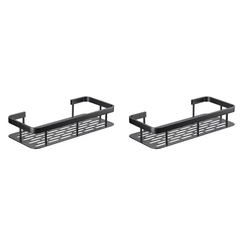 

2Pcs Bathroom Shelves No-Drill Wall Mount Corner Shelf Shower Storage Rack Holder Toilet Makeup Organizer For Shampoo-AT36