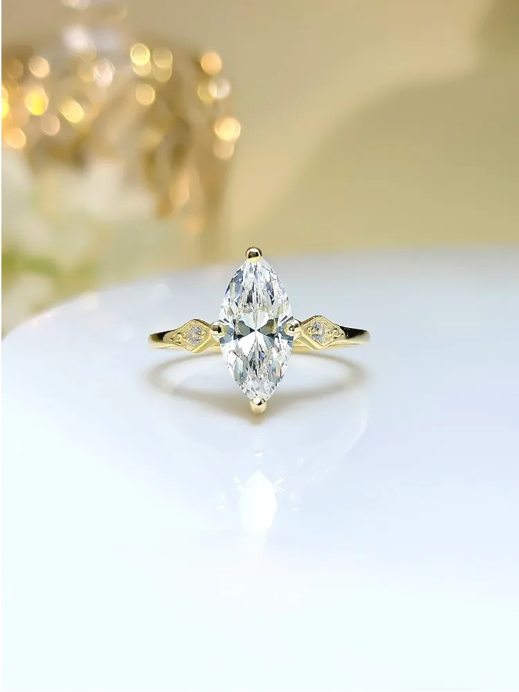 S925 خاتم عين حصان من الفضة الإسترليني ، مجوهرات عصرية ، ألماس عالي الكربون ، إنستغرام ، أوروبا وأمريكا ، 6 × 12 ، 50 سنت