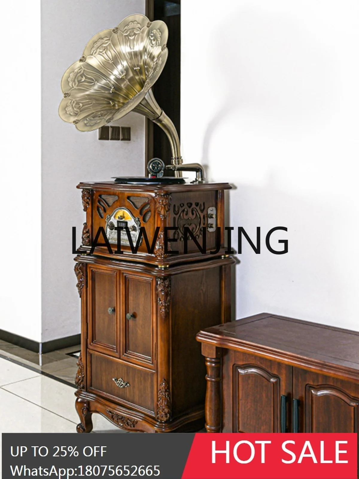 Phonograph Retro Living Room European-Style Vintage Antique Karaoke Vinyl Record Player