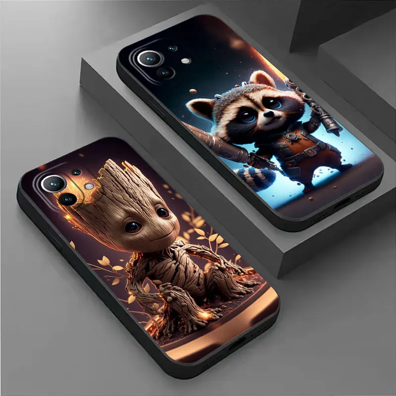 Marvel Baby Groot Rocket Phone Case For Xiaomi 14T 13T 12T 11T 10T 14 Pro 12 Mi 11 Lite Poco X3 X4 X5 X6 M5 F5 F6 Pro Soft Cover