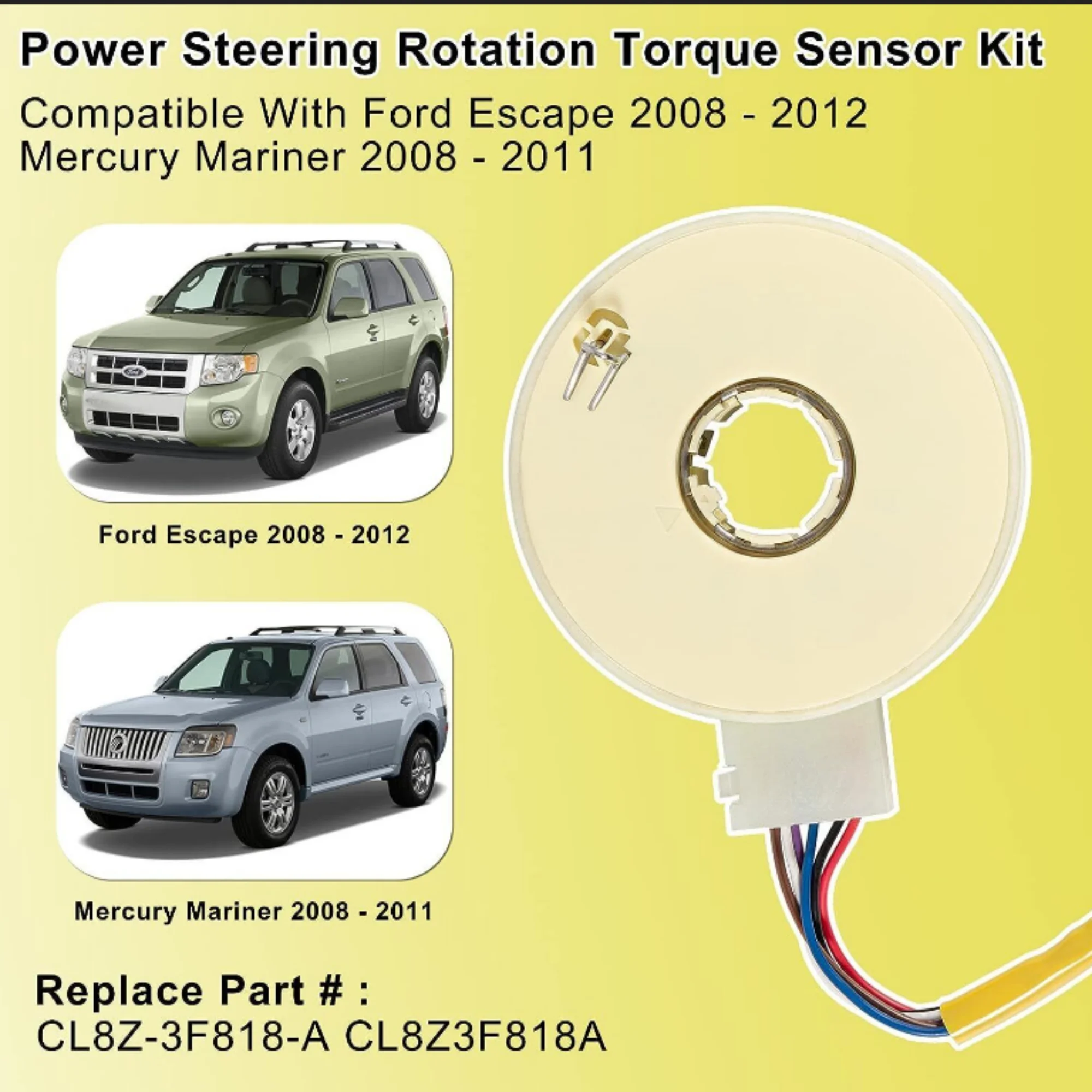 Steering Column Rotation Sensor w/ Alignment For Ford Escape 2008-2012 Repair Part OEM # CL8Z-3F818-A CL8Z3F818A