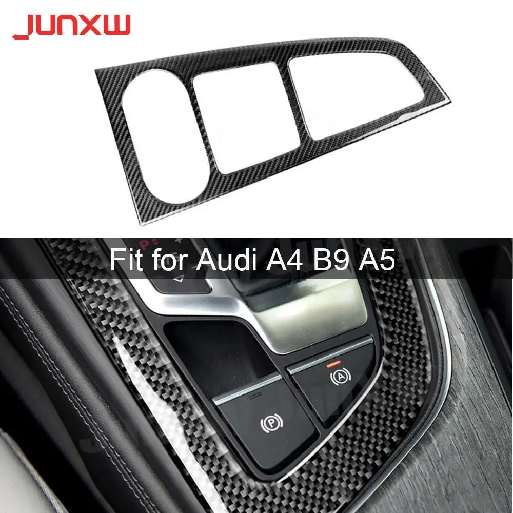 

Carbon Fiber Interior Trims Car Gearshift Panel Frame Cover Mouldings Stickers For Audi A4 B9 A5 2017 2018 2019 Car Styling