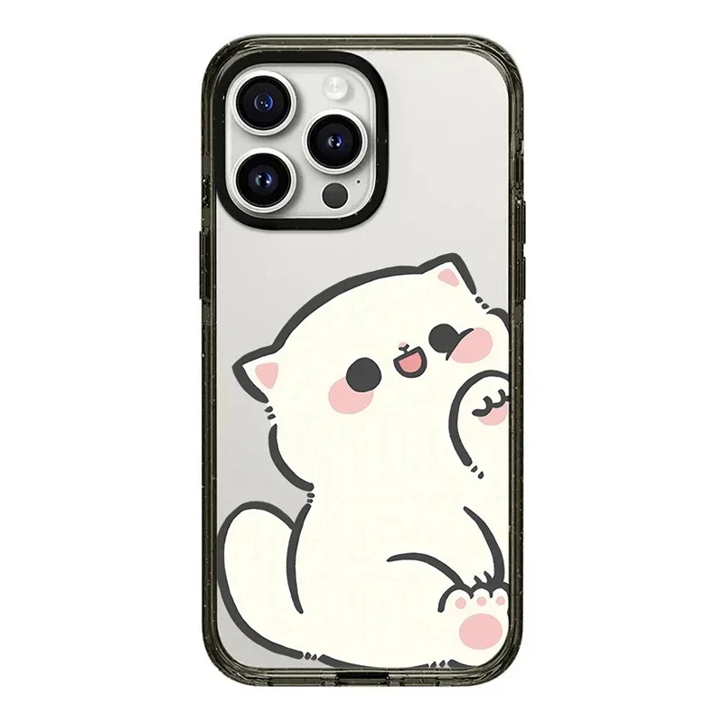 

2.0 Version Acrylic Upgrade Border Black White Cat Phone Case Cover for IPhone 11 12 13 14 15 16 Pro Max Case