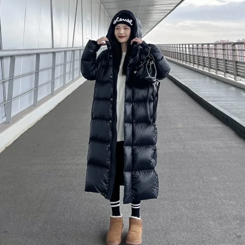 2023 New Black Down Jacket Male Female Couple style Winter Medium Length Over Knee Extremely Cold Super Thick High-quality Coat