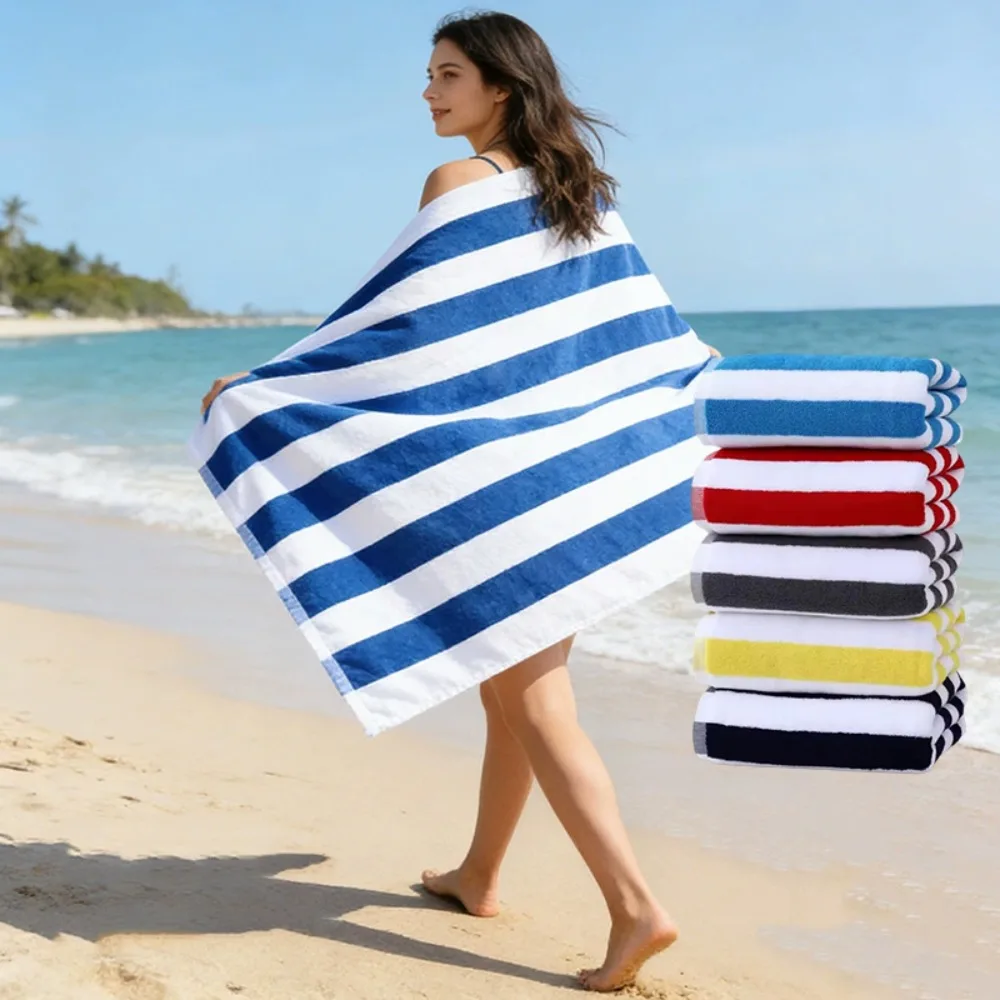 1PCS New Striped Pattern Beach Towel Soft Swimming Baths Towel Quick Drying Absorbent Towels For Bathroom Outdoor Beach 76x180cm