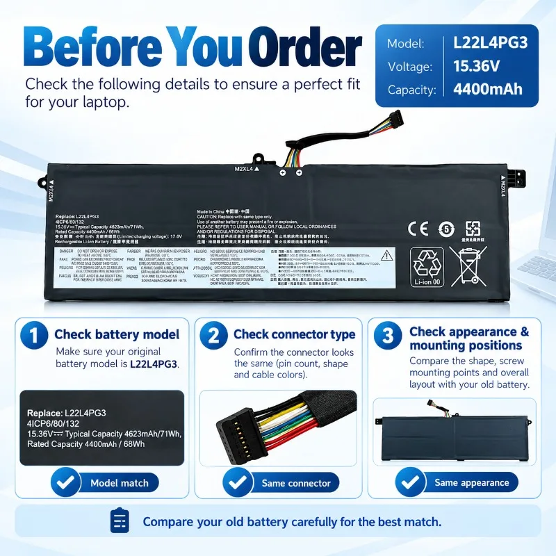 L22L4PG3 for Lenovo Thinkbook 16 G5+ Replacement Laptop Battery Compatible IRH APO ARP Notebook Battery New Cells