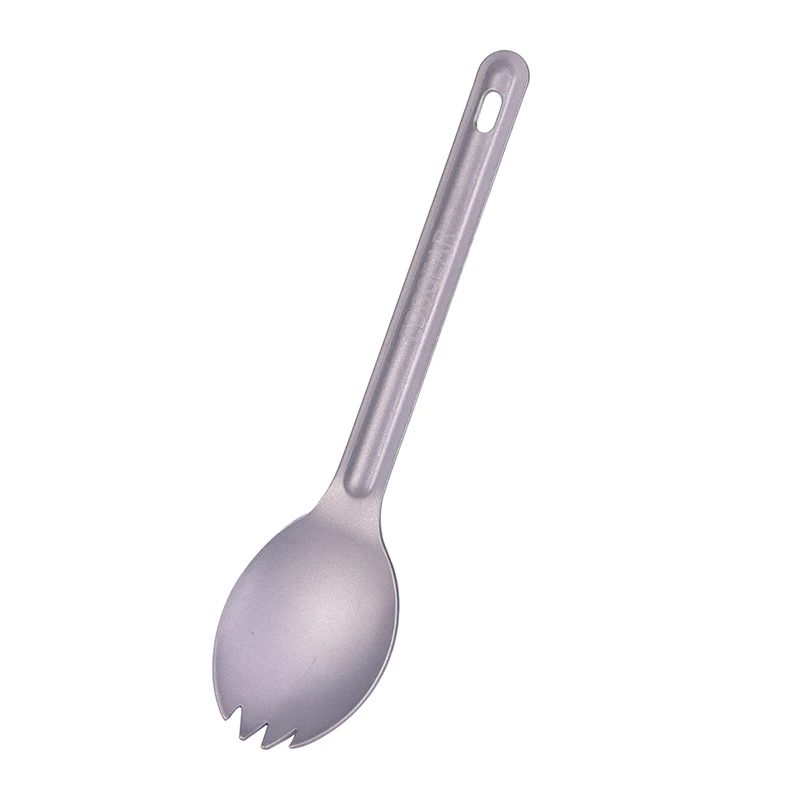 1PC Lightweight , Titanium Construction 2-in-1 Spork Features Outdoor Spork Long Handle Spoon Fork Portable Spork Cutlery