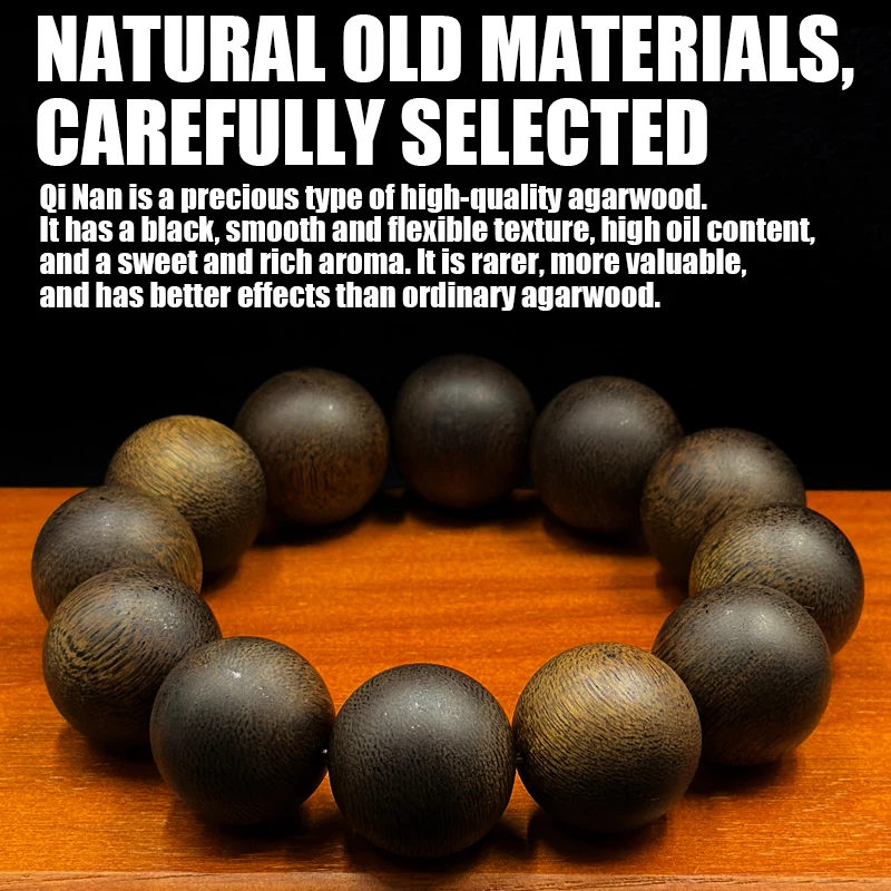 0.787 Inches*12 Pieces, about 53 Grams, Qinan, Natural Agarwood, High-Quality Wooden Toys, Bracelets, Beads, Necklaces, Bracelets, Jewelry, Fashionable, Retro, Collectibles, Gift Boxes, Essential Gifts [Sinking, Water, Grade]