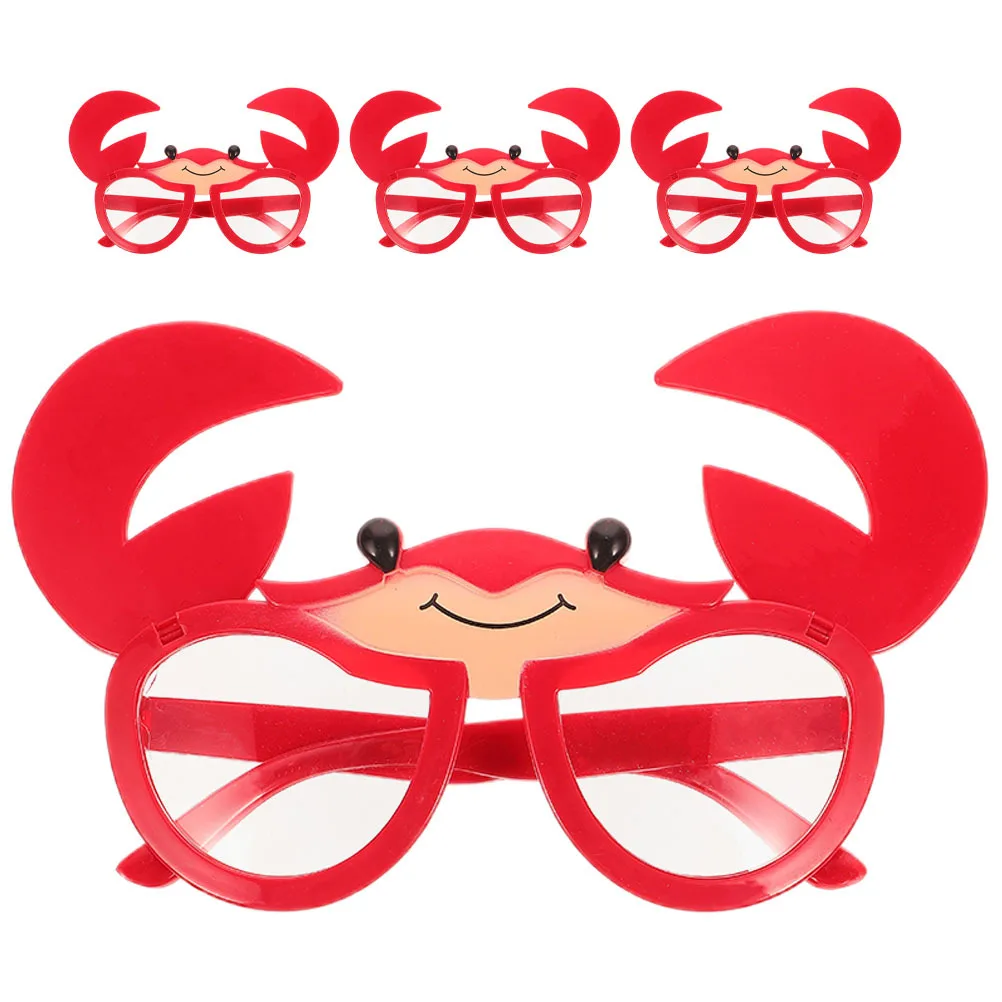 

4Pcs Crab Shape Eyeglasses Novelty Party Favor Sunglasses Comfortable Wearable Design for Luau Summer Travel Events Fancy Dress