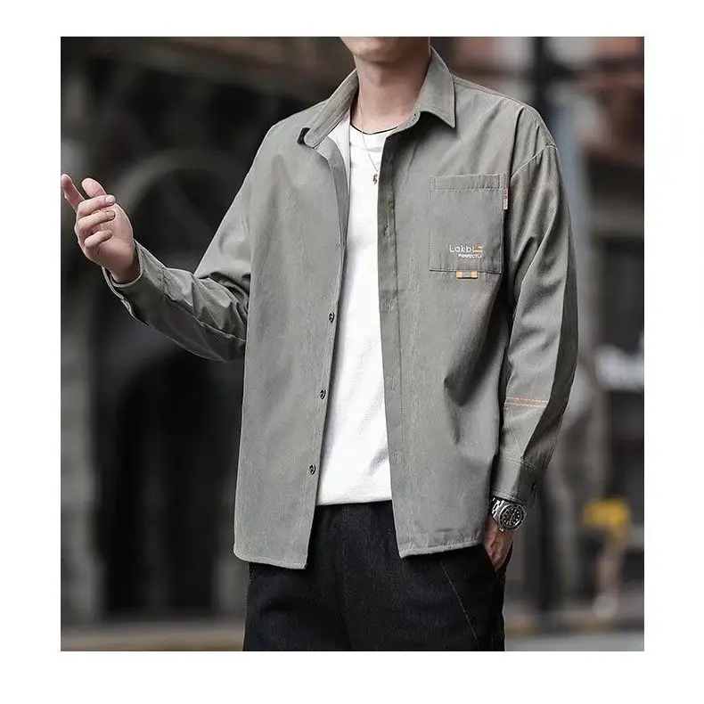 New Autumn Fashion Brand Black Casual Shirt Spring and Autumn Handsome Jacket Long Sleeve Work Jacket for Boys