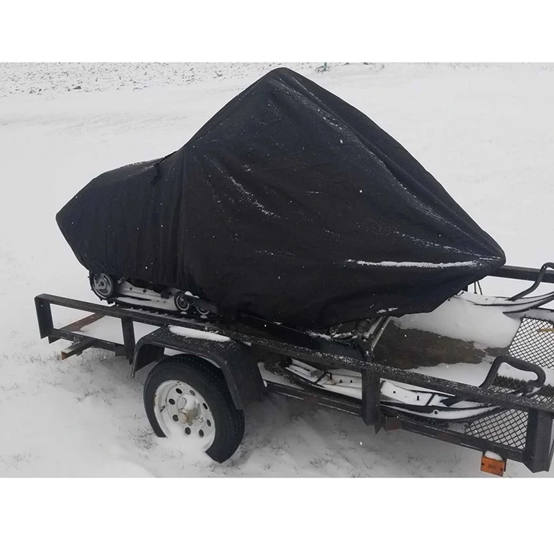 Snowmobile Cover Waterproof Dust Trailerable Sled Cover Anti-UV Winter Motorcycle Outdoor Black