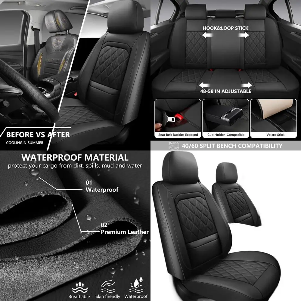 

Luxury Waterproof Leather Car Seat Covers, Universal Fit for Most Vehicles, Trucks, and SUVs, Black