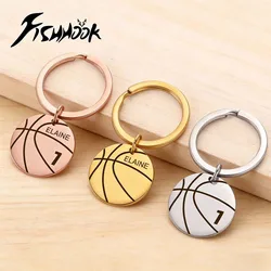 Basketball Keychain Personalized Custom Ball Sports Engrave Name Gift For Women Men Father Day Dad Kid Child Boy Stainless Steel