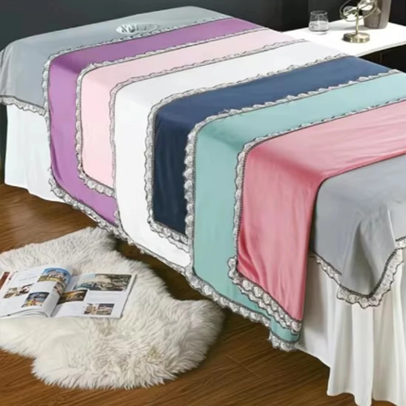 Short Plush Cover For Beauty Bed Crystal Thick Sheet Massage With Hole Therapy Super Soft Beauty Bed Sheet