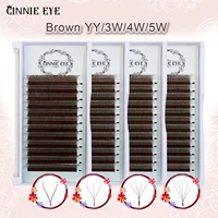 Extensiones de Pestañas 5W YY 7mm Color Marrón 4DW, Fans de Pestañas Brasileñas Premade, Clusters Individuales DIY, Pestañas 3D en Forma de W, Dolly Eye
