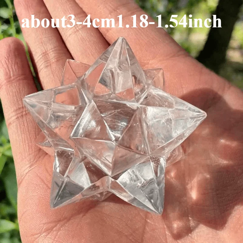 One high-quality white crystal Merkabah - hand-polished geometric mineral specimen, a spiritual meditation altar decoration