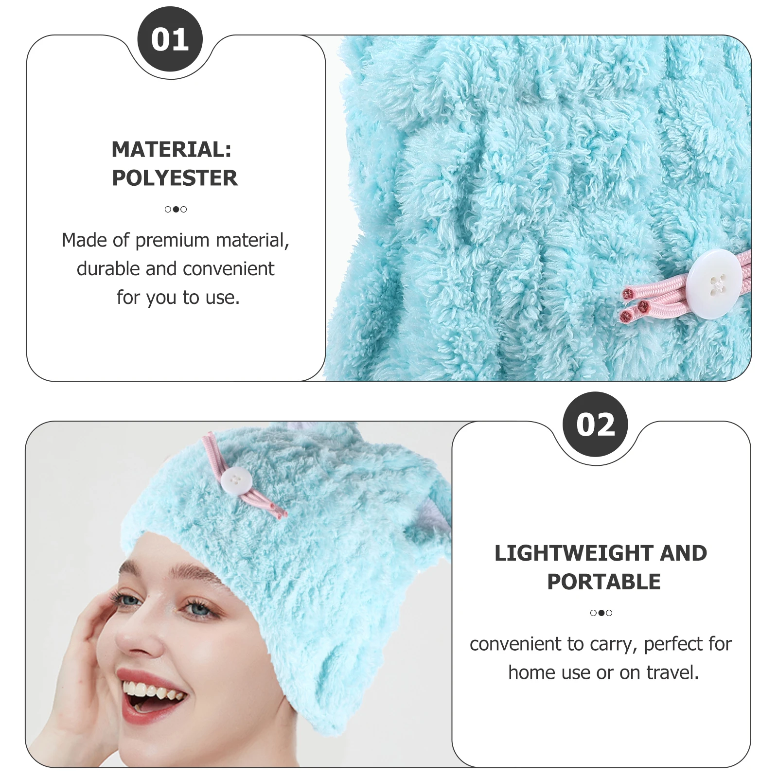 

Cat Ear Hair Drying Cap Super Absorbent Quick Dry Bathing Water Absorption Lightweight Portable Travel Home Use Blue Random Cat