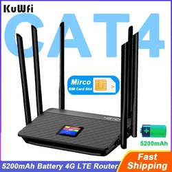 -enrutador lte con batería de 5200mAh, enrutador WiFi inalámbrico CAT4, módem 4G con antena externa, ranura para tarjeta micro sim, puerto RJ45, 10 usuarios