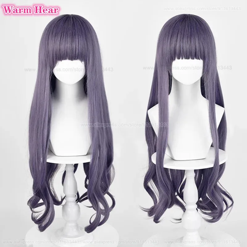 

Аниме Daidouji Tomoyo синтетические длинные 75 см фиолетовые серые вьющиеся волосы косплей и повязка на голову термостойкие женские парики + шапочка для парика