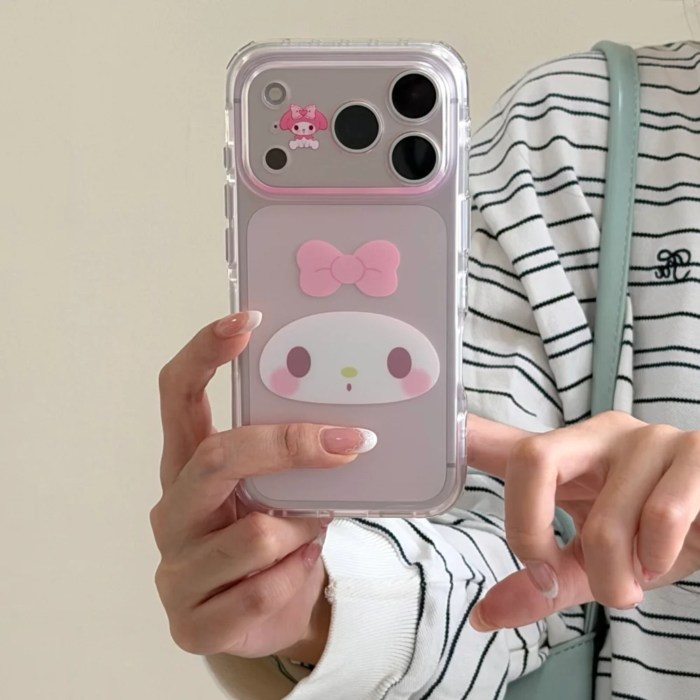 Cute IMD Frosted Semi Transparent Sanrio Phone Case For iPhone 15 16 17 Pro Max Luxury Shockproof Cover For Girl Gift Fashion - view 2