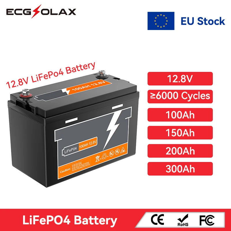 Ecgsolax 12,8 v 100ah 150ah 200ah 300ah lifepo4 Lithium batterie wiederauf ladbare Lithium bateria