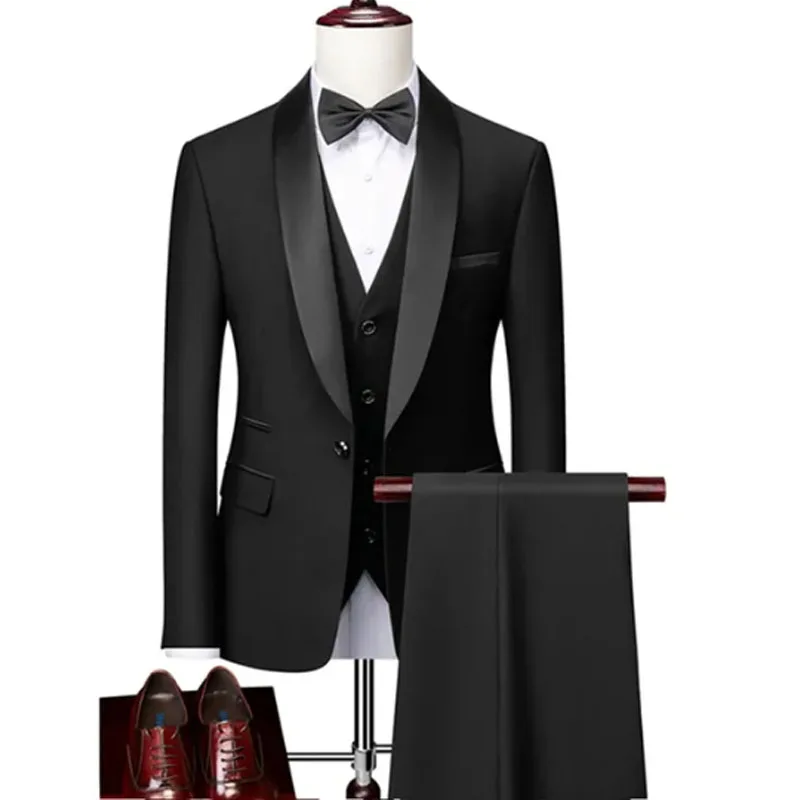 suits for men 3 Pieces Set Formal Slim Fit tuxedo suit Prom Suit Male Groom Wedding Blazers High Quality Dress Men\'s clothing