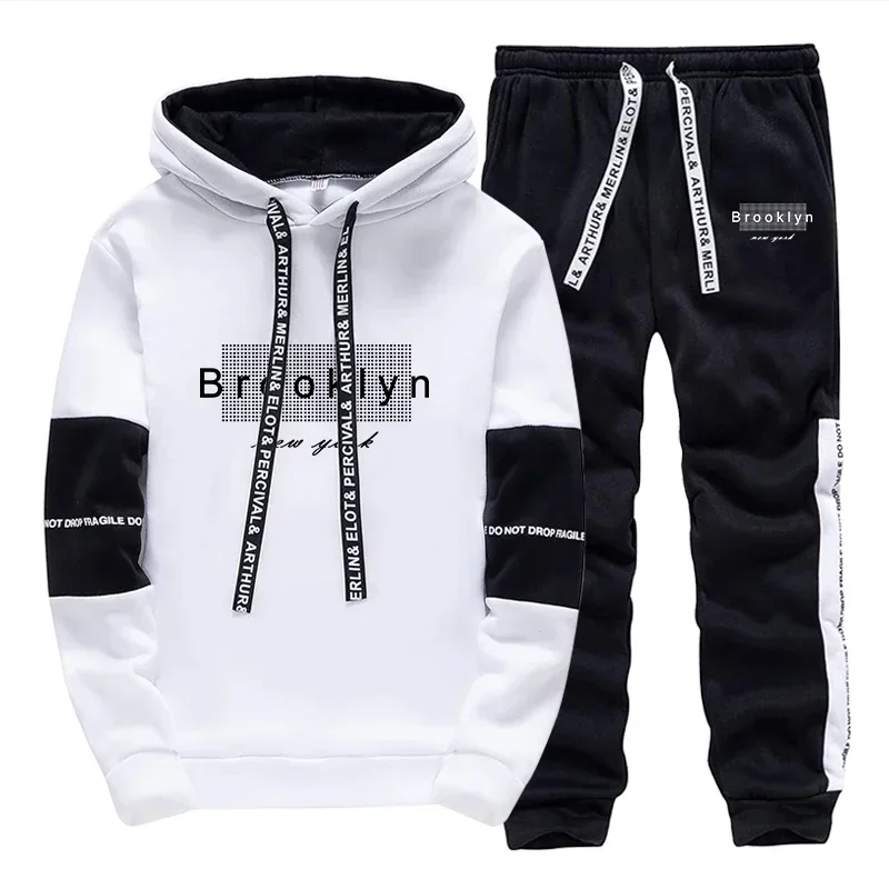 Men Tracksuit Autumn Winter Daily Quality Hot Sale Men's Casual Hooded Tracksuit Comfortable Print Single Sweatshirt Sweatpants