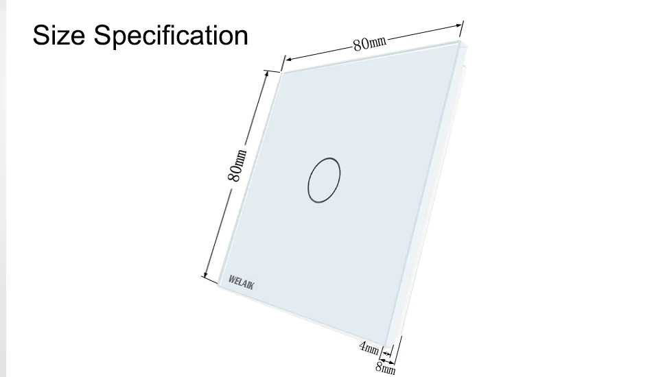 WELAIK EU 80*80mm 1Gang Glass Panel Only(Not Touch Switch) A191W1