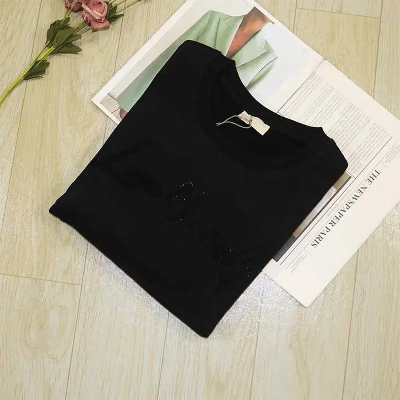 Diamond Flocking Love Yourself Women's Sweatshirt Autumn Winter Crew Neck Long Sleeve Pullover Sweatshirt Fashion Casual Y2K Top